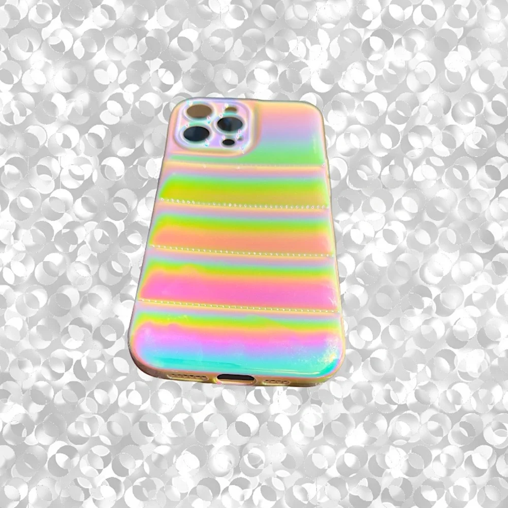 Ivory OFF White iPhone 13 PRO Metallic Ombre Iridescent Pearlized BUBBLE Puffer